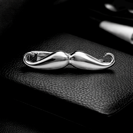 Handmade 925 Sterling Silver Moustache Design Tie Bar